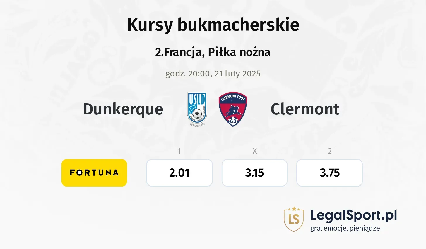 Dunkerque - Clermont typy, kursy