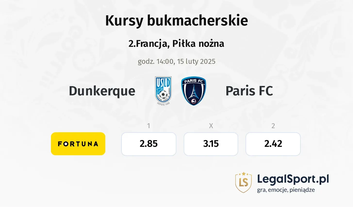 Dunkerque - Paris FC typy, kursy