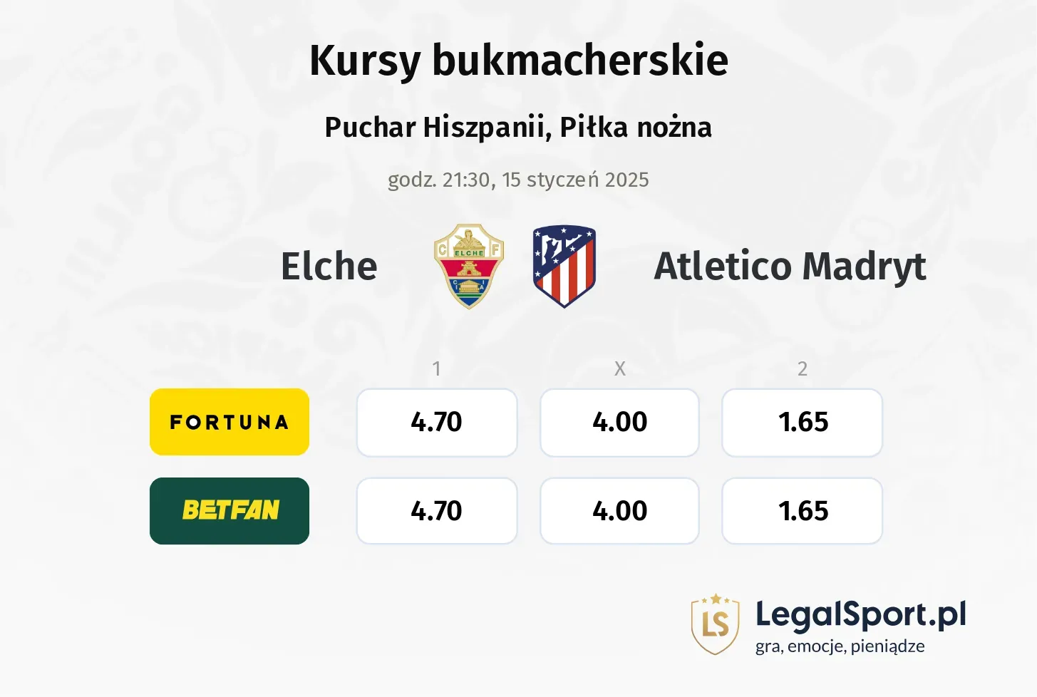 Elche - Atletico Madryt promocje bonusy na mecz