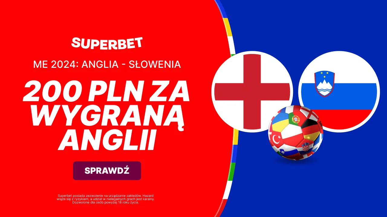 Kurs 100.00 na wygraną Anglii ze Słowenią