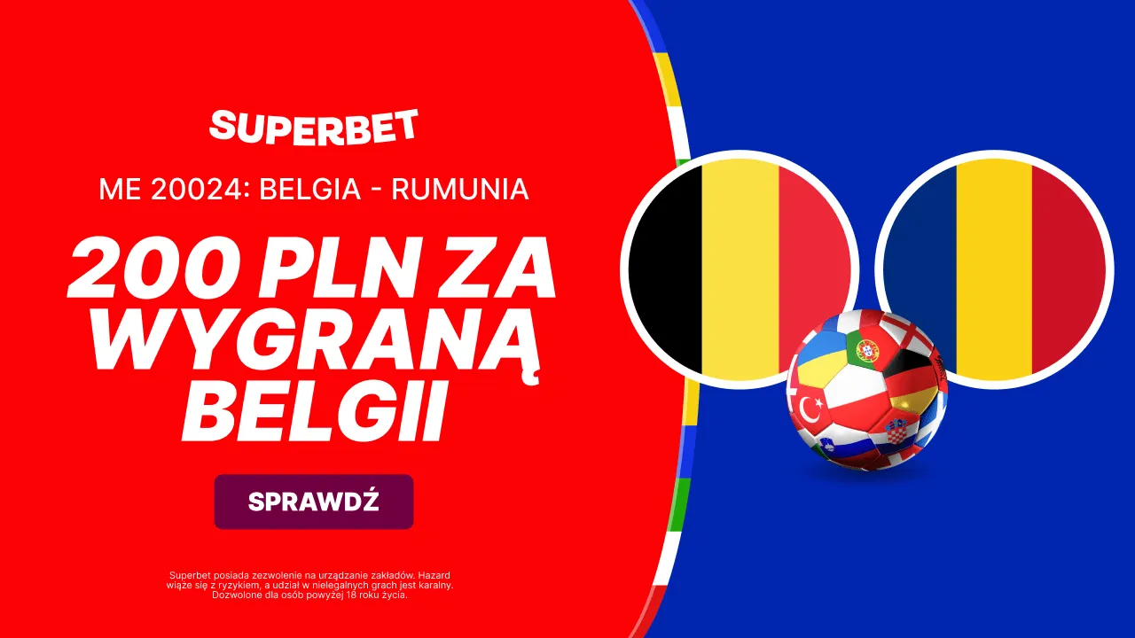 Kurs 100.00 na wygraną Belgii z Rumunią w Superbet