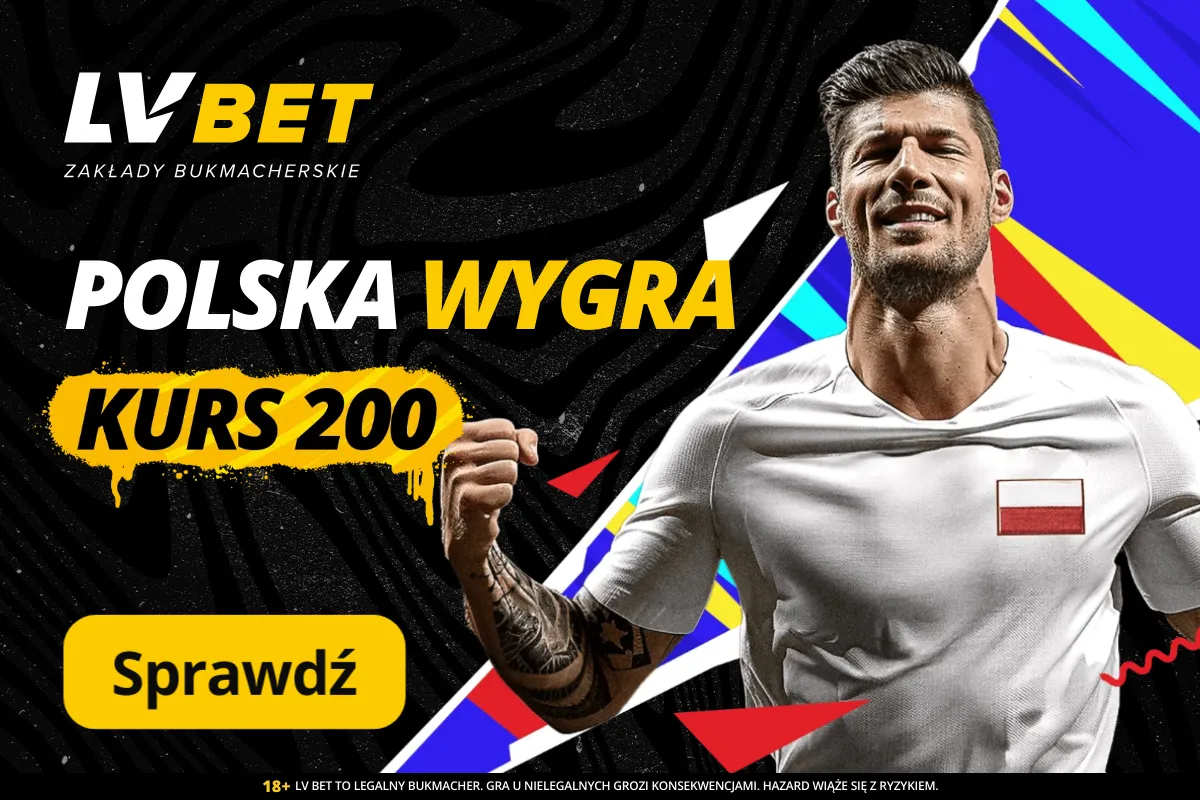 Kurs 200.00 w LVBET na zwycięstwo Polski z Austrią na Euro 2024