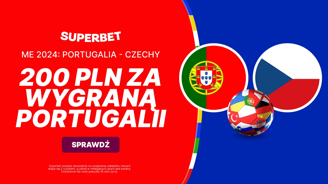 Kurs 100.00 na Portugalię w meczu z Czechami w Superbet