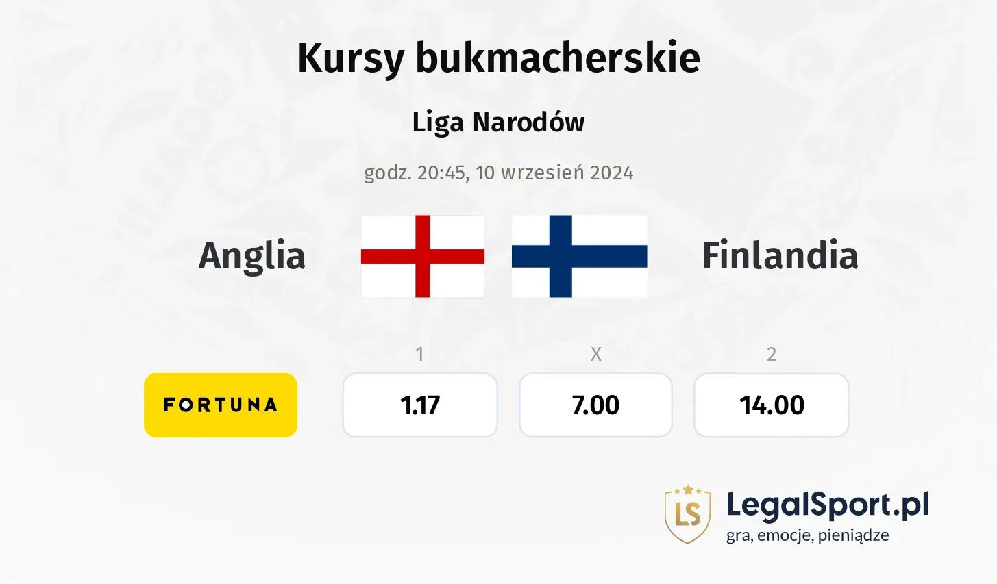 Anglia - Finlandia typy, kursy 10.09, godz. 20:45