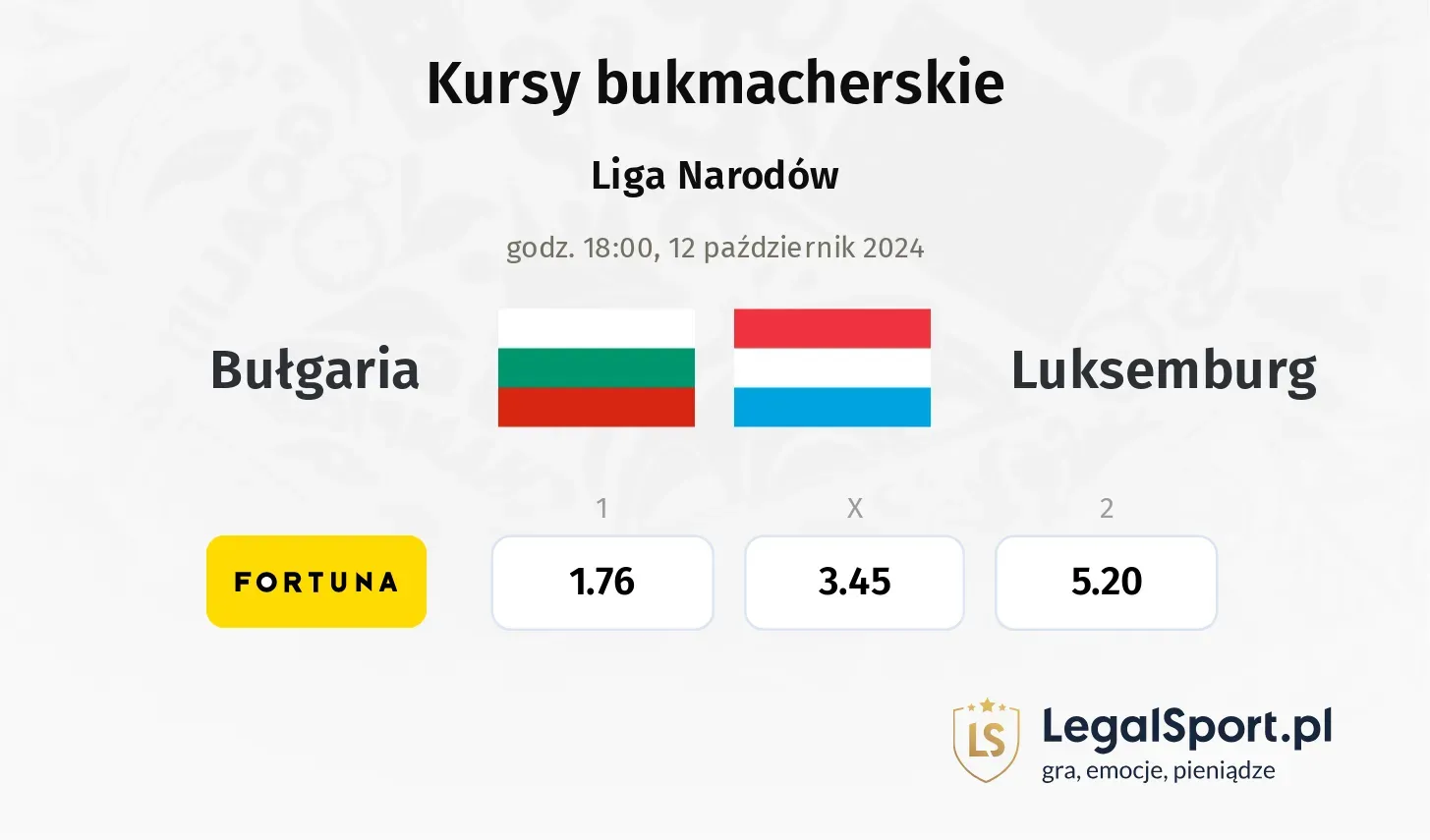 Bułgaria - Luksemburg typy, kursy 12.10, godz. 18:00