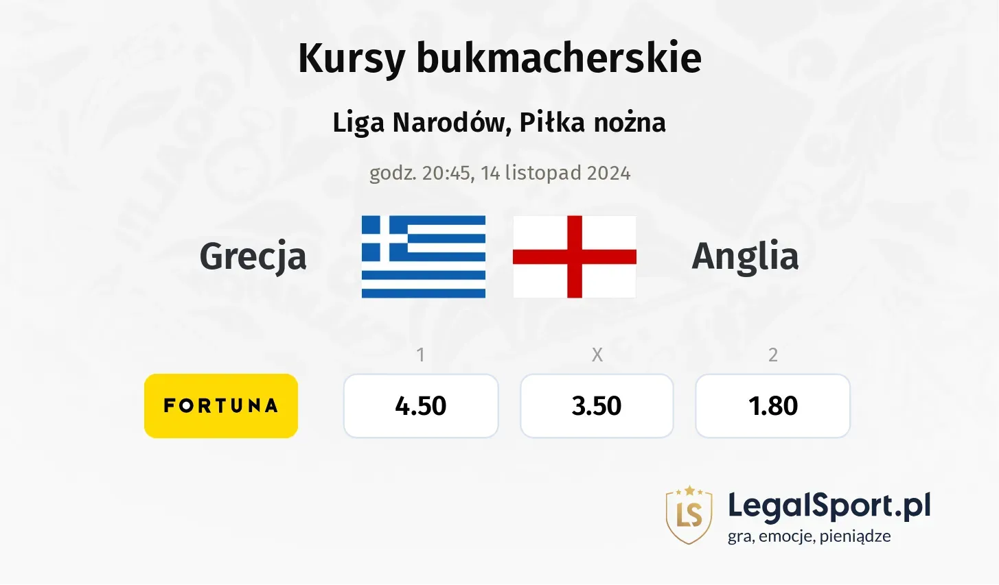 Grecja - Anglia promocje bonusy na mecz