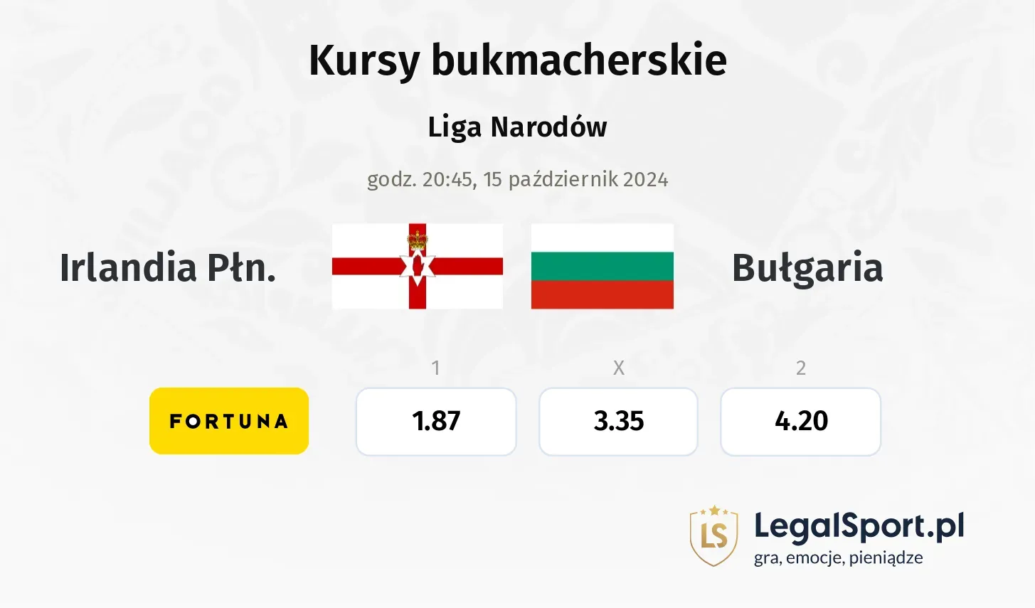 Irlandia Płn. - Bułgaria typy, kursy 15.10, godz. 20:45