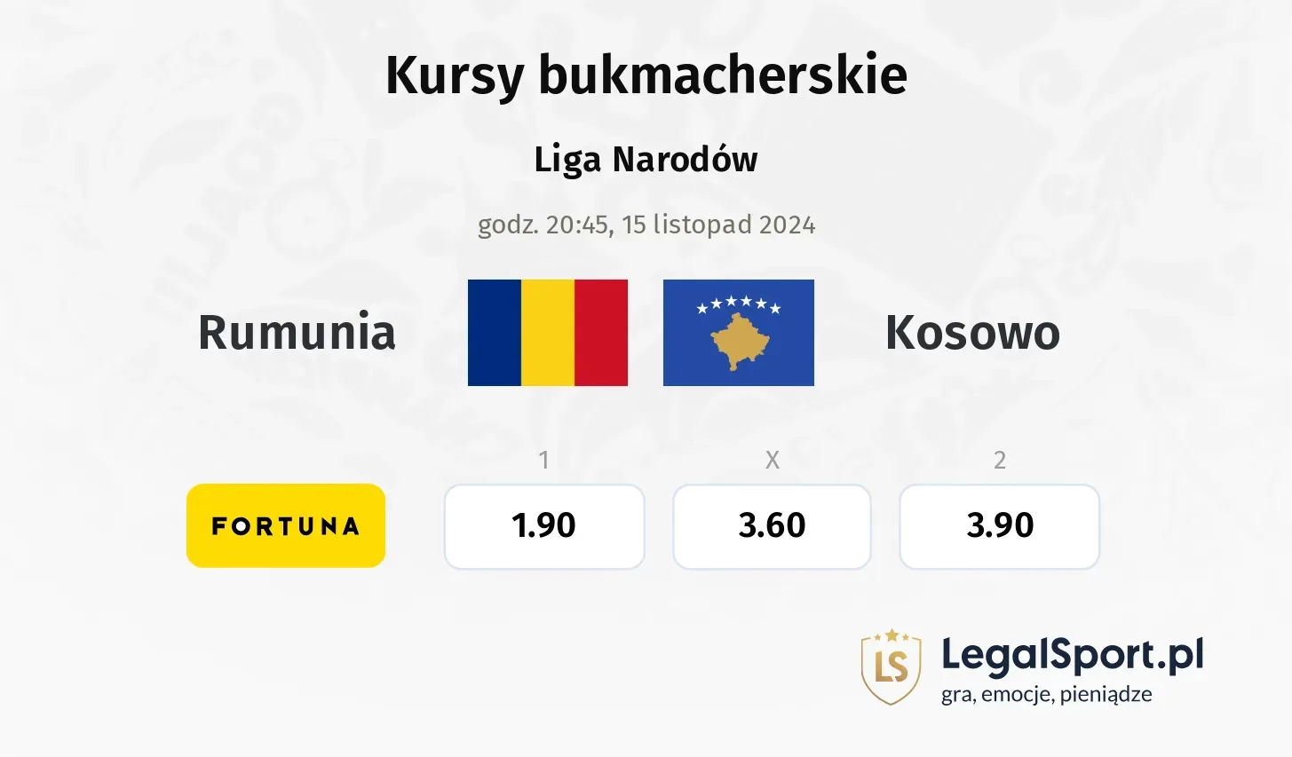 Rumunia - Kosowo typy, kursy 15.11, godz. 20:45