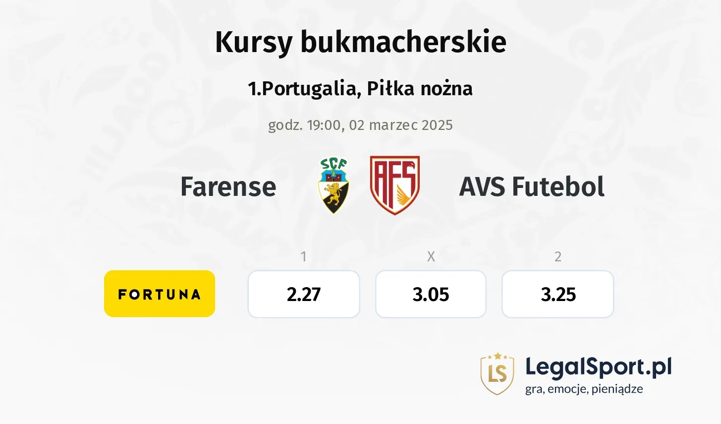 Farense - AVS Futebol promocje bonusy na mecz