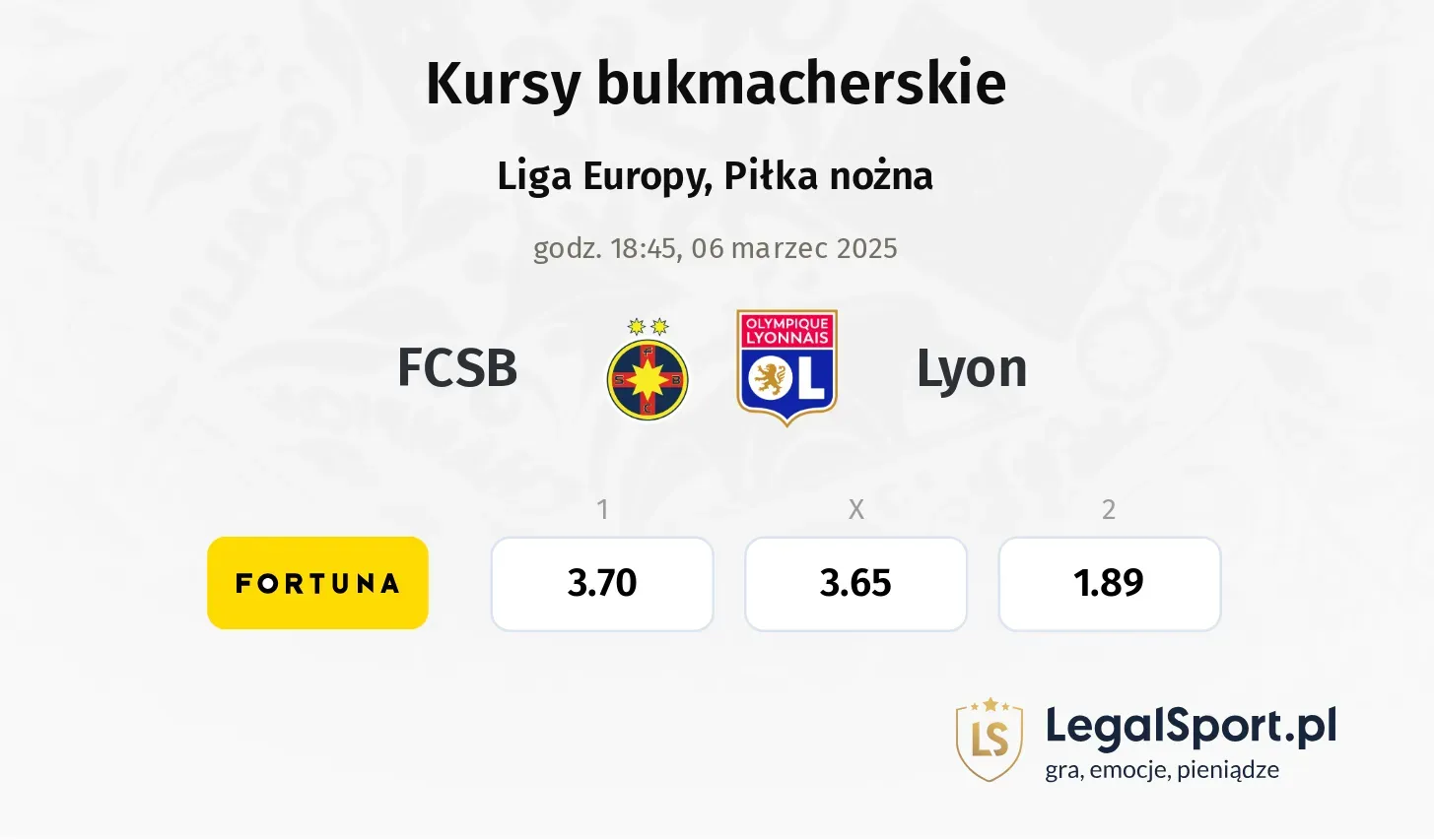 FCSB - Lyon typy, kursy