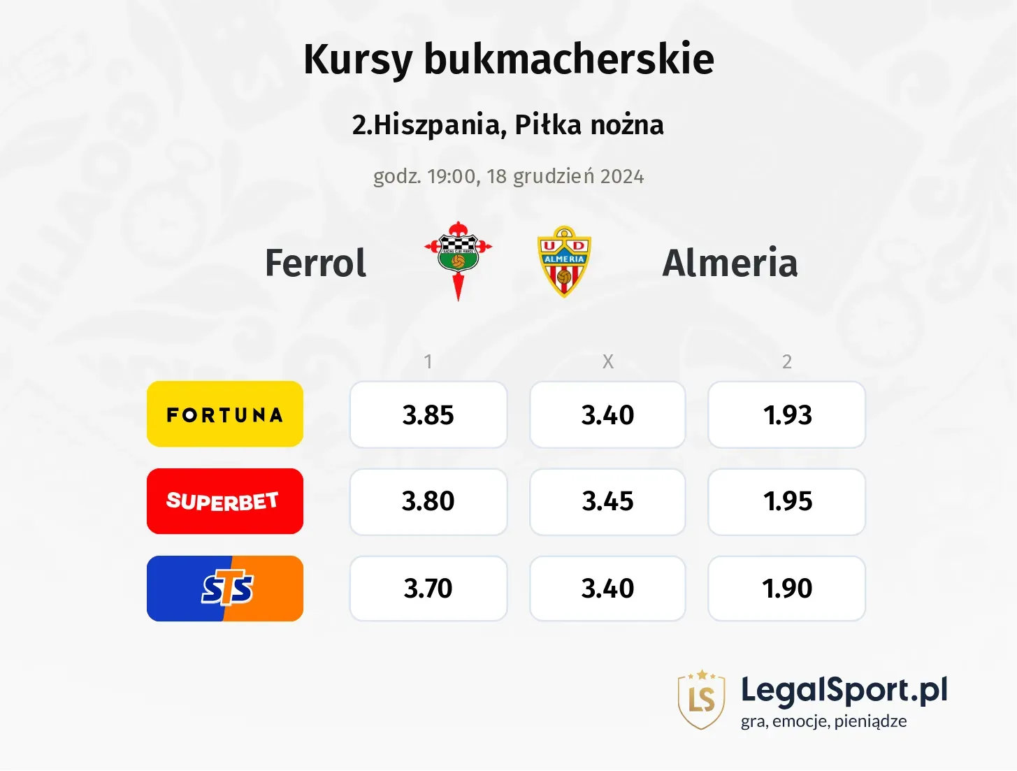 Ferrol - Almeria promocje bonusy na mecz