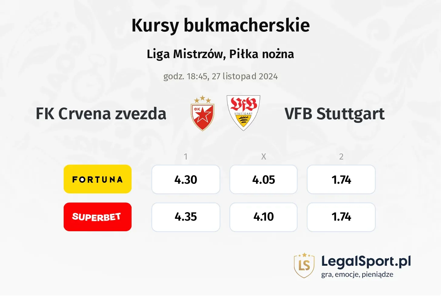 FK Crvena zvezda - VFB Stuttgart promocje bonusy na mecz