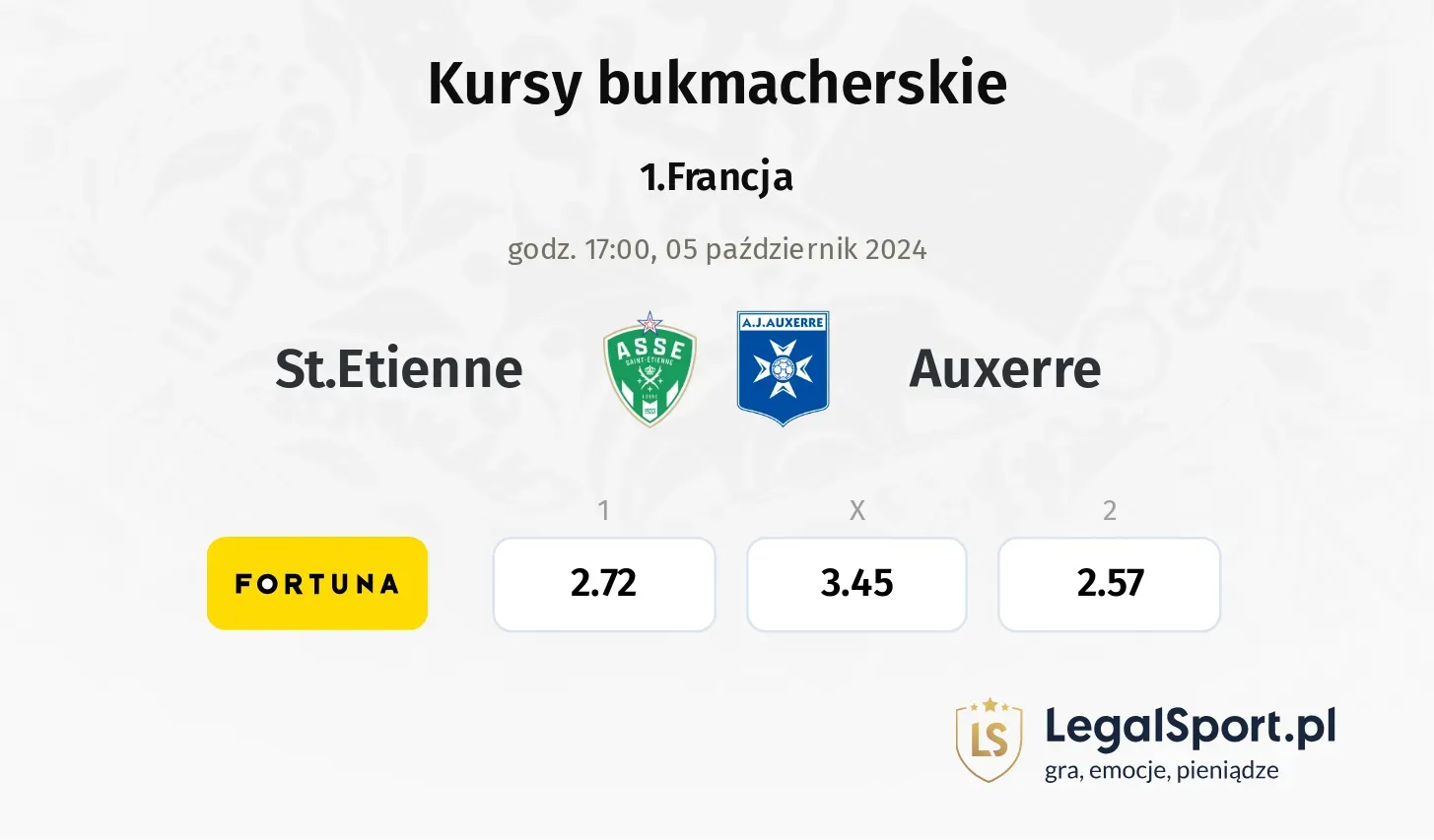 St.Etienne - Auxerre typy, kursy 05.10, godz. 17:00