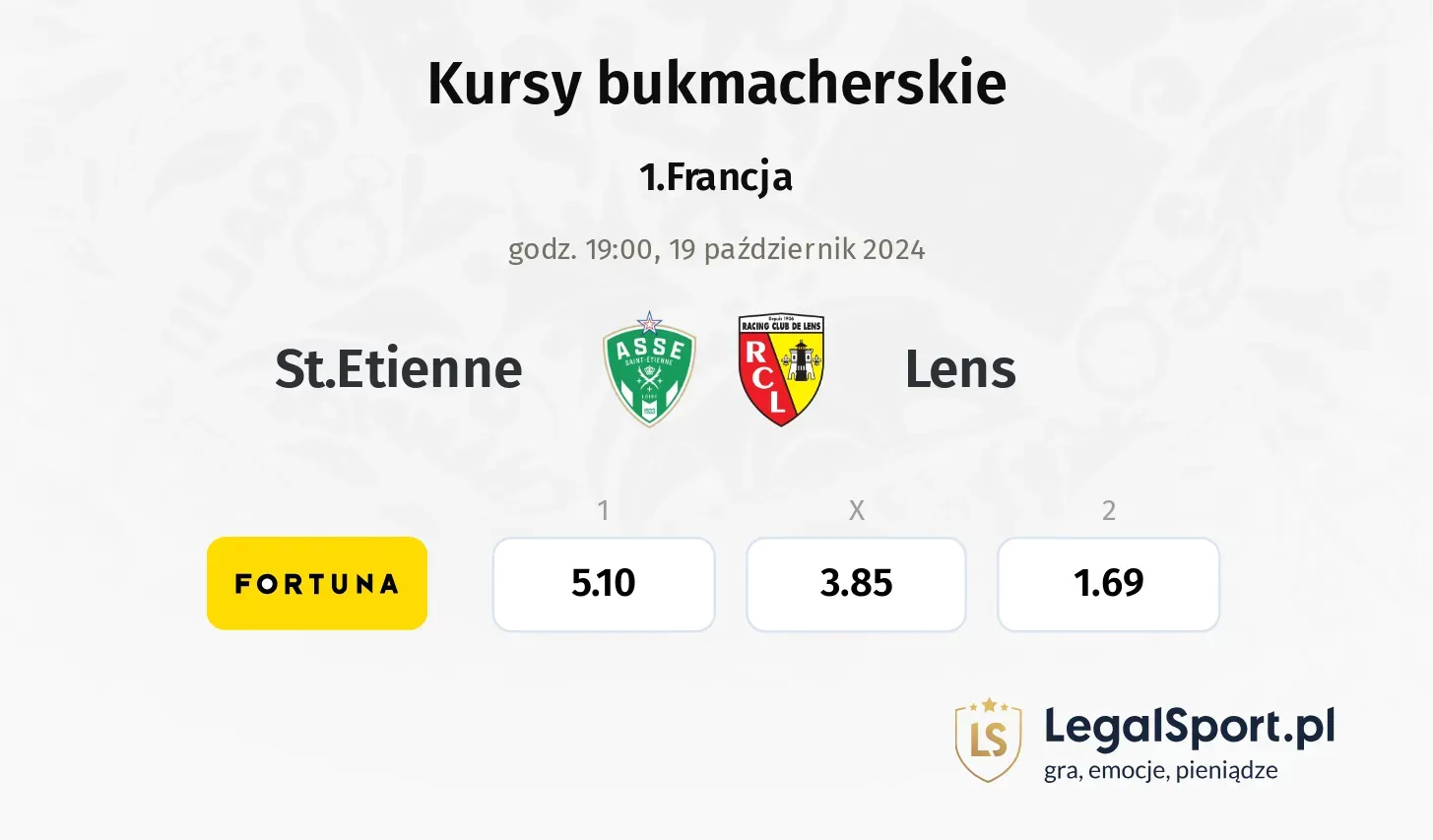 St.Etienne - Lens typy, kursy 19.10, godz. 19:00