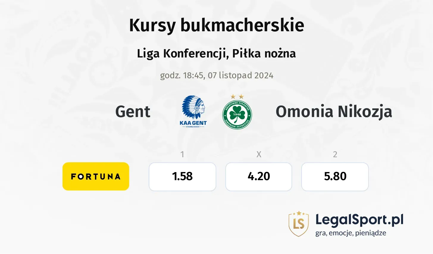 Gent - Omonia Nikozja promocje bonusy na mecz