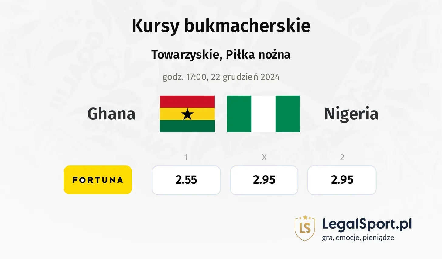 Ghana - Nigeria typy, kursy ()