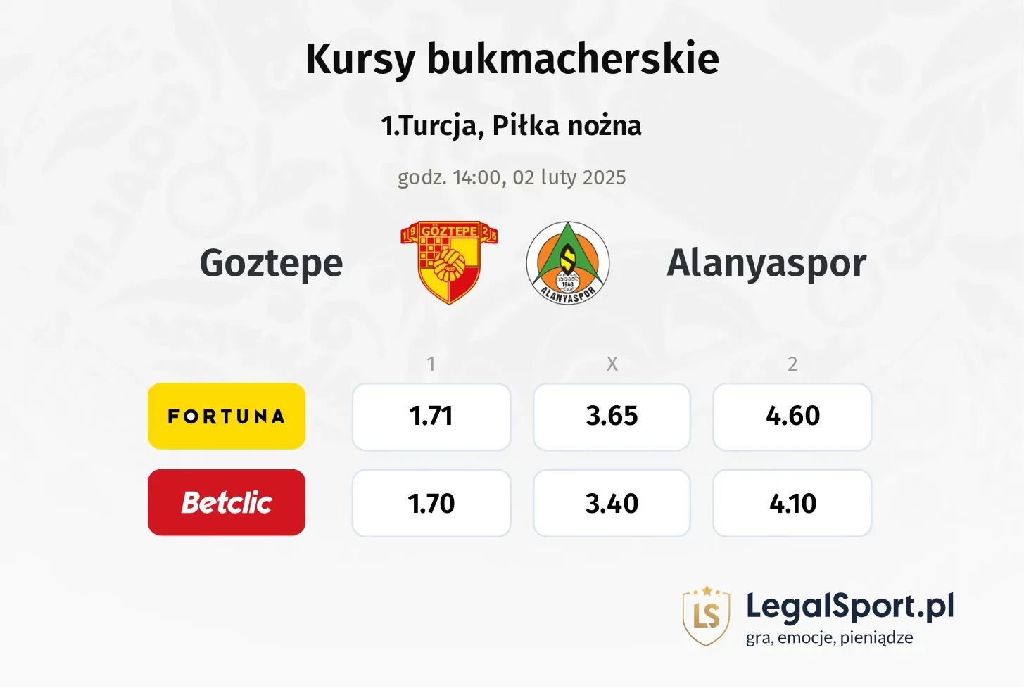 Goztepe - Alanyaspor promocje bonusy na mecz