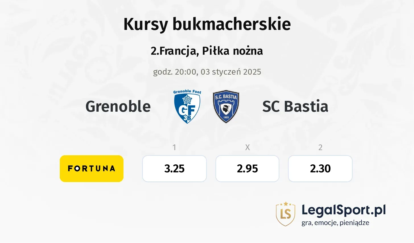 Grenoble - SC Bastia typy, kursy