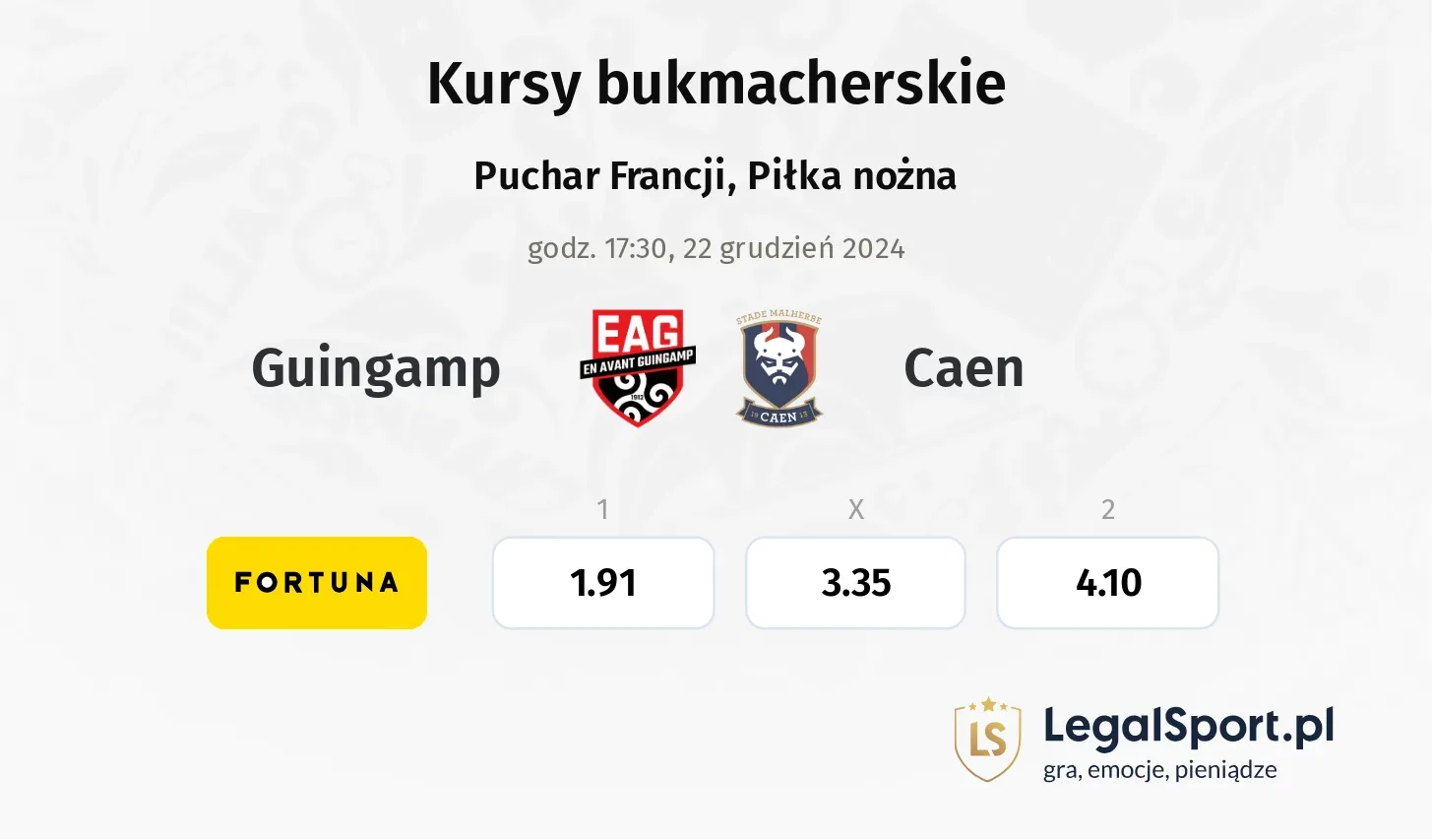 Guingamp - Caen typy, kursy