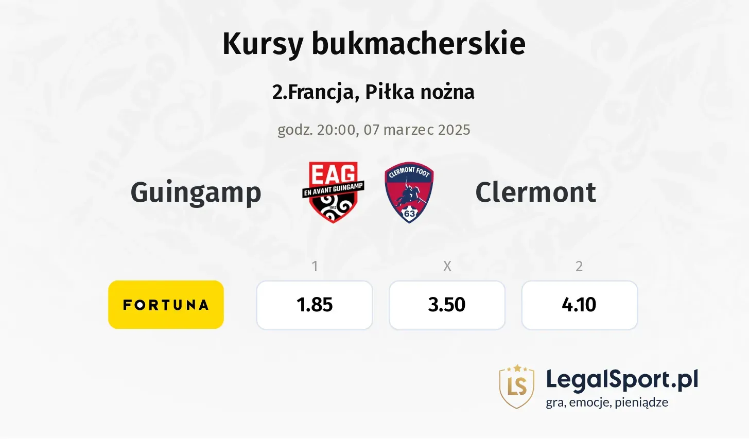 Guingamp - Clermont typy, kursy