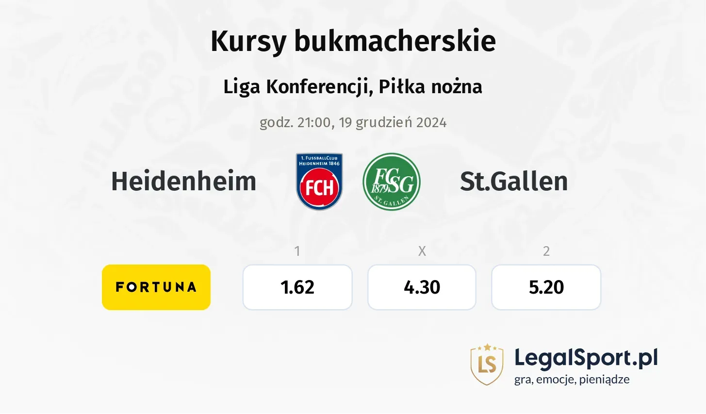 Heidenheim - St.Gallen typy, kursy ( 18.12.2024)