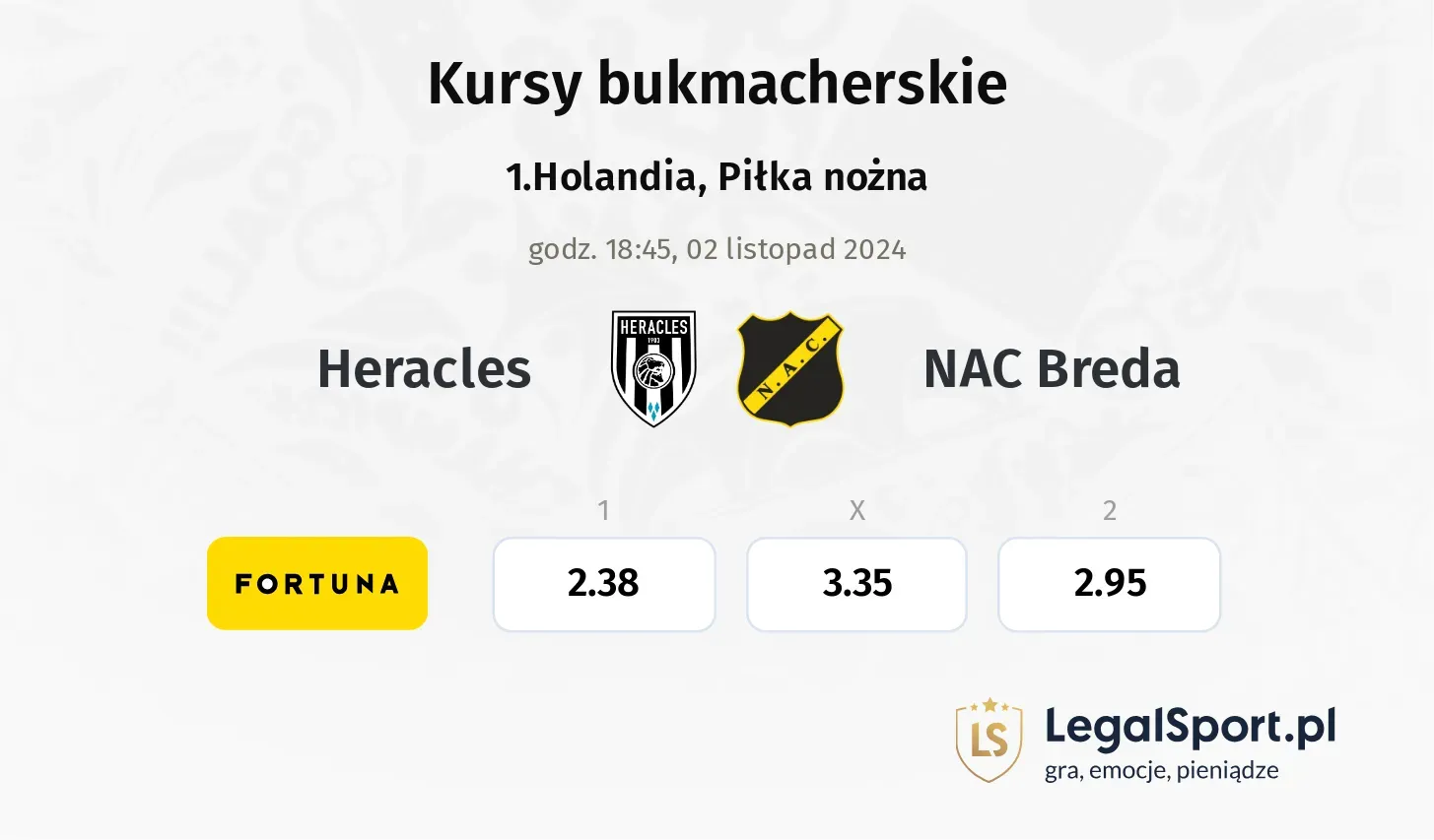 Heracles - NAC Breda typy, kursy 02.11, godz. 18:45