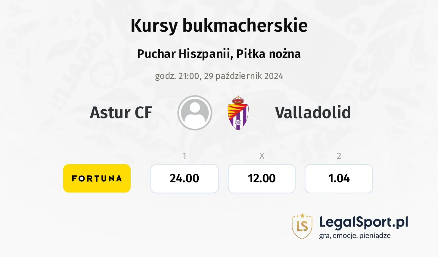 Astur CF - Valladolid promocje bonusy na mecz