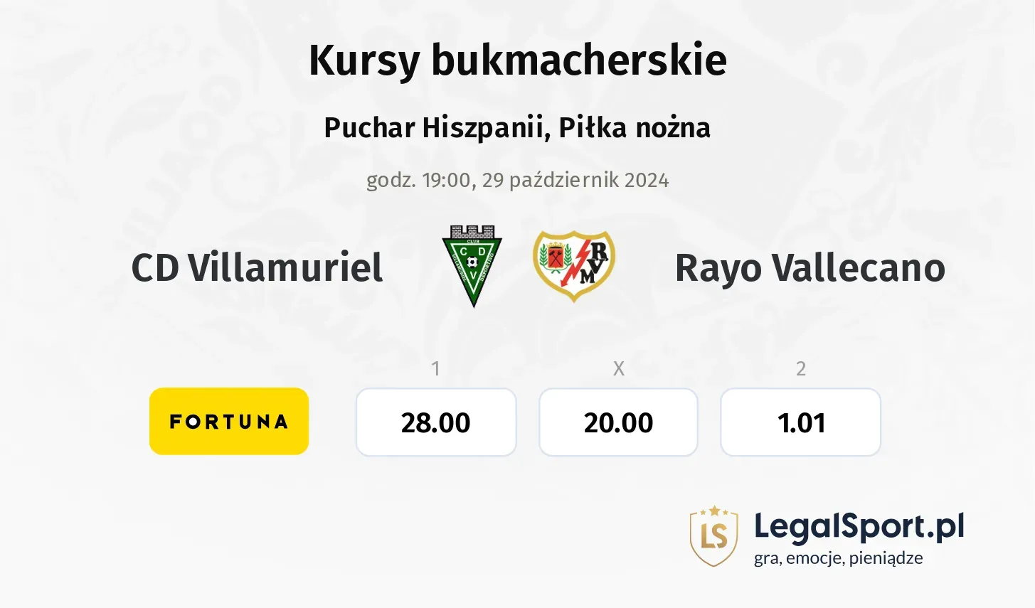 CD Villamuriel - Rayo Vallecano typy, kursy 29.10, godz. 19:00