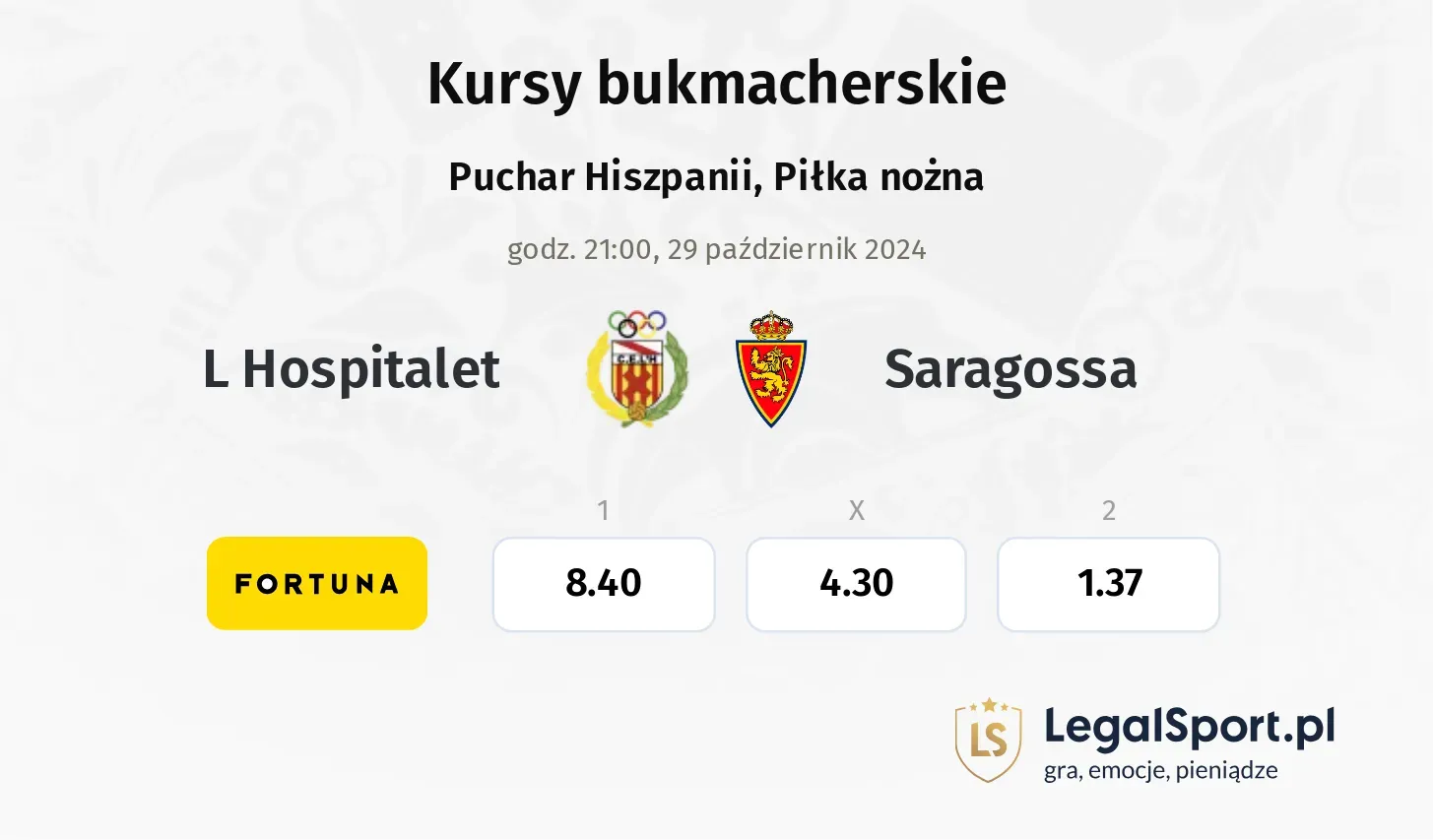 L Hospitalet - Saragossa typy, kursy 29.10, godz. 21:00