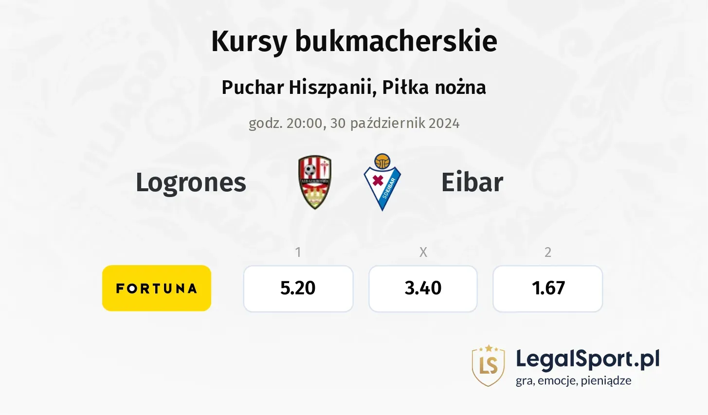 Logrones - Eibar typy, kursy 30.10, godz. 20:00