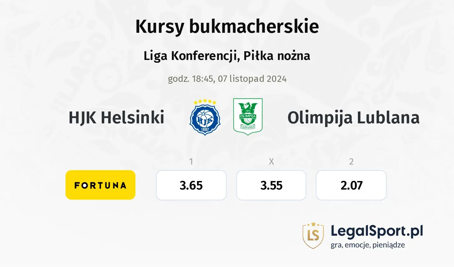 HJK Helsinki - Olimpija Lublana promocje bonusy na mecz