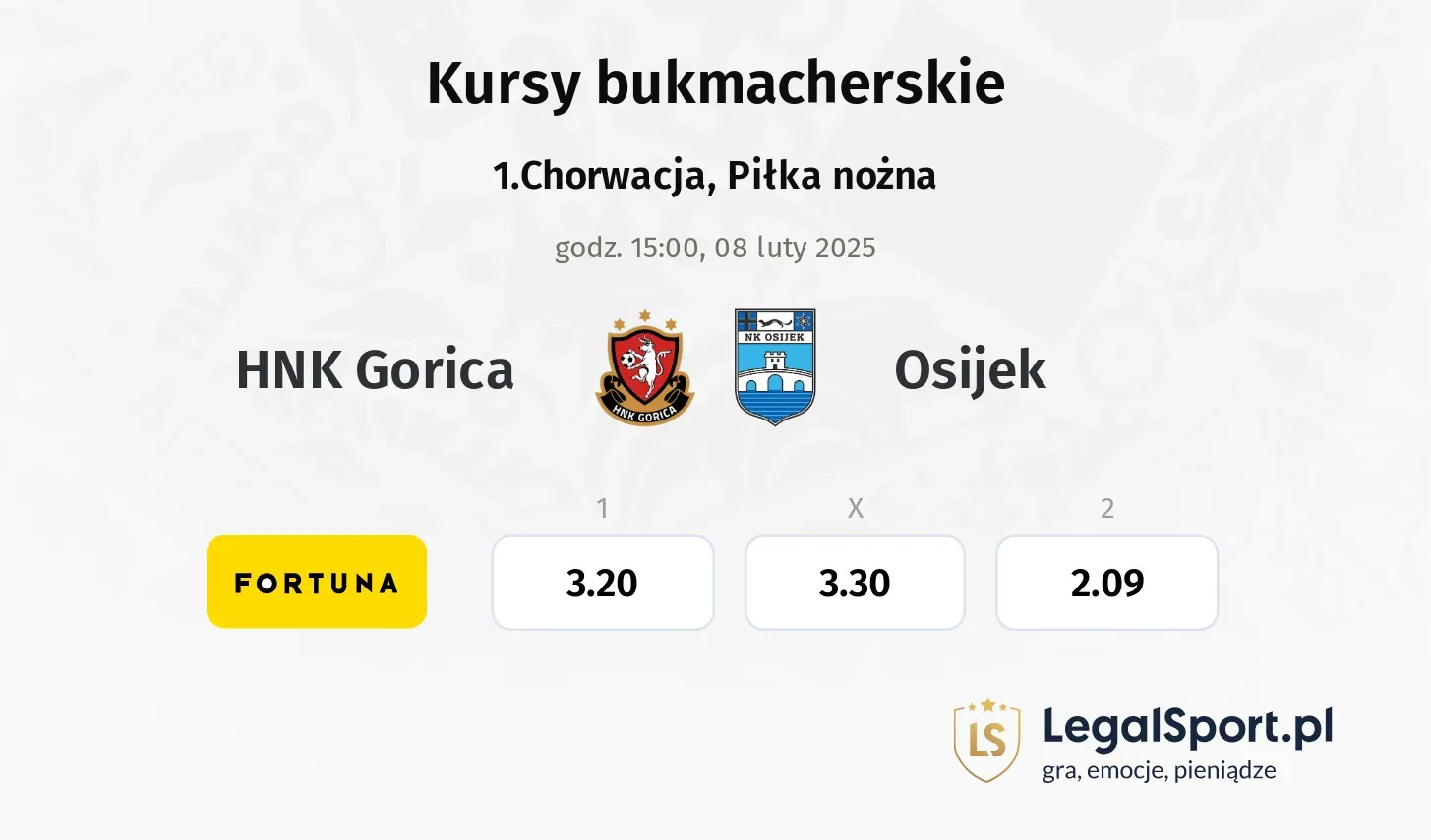 HNK Gorica - Osijek typy, kursy