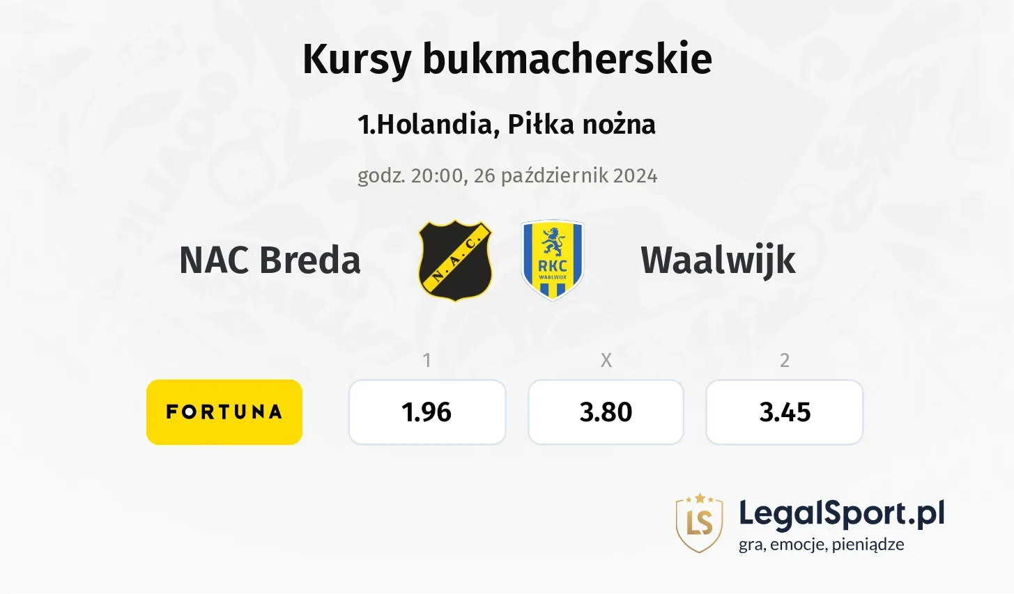 NAC Breda - Waalwijk typy, kursy 26.10, godz. 20:00