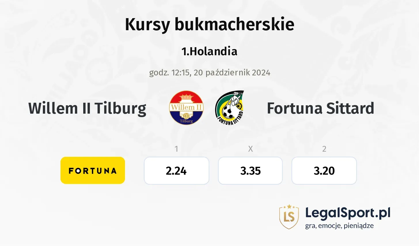 Willem II Tilburg - Fortuna Sittard typy, kursy 20.10, godz. 12:15