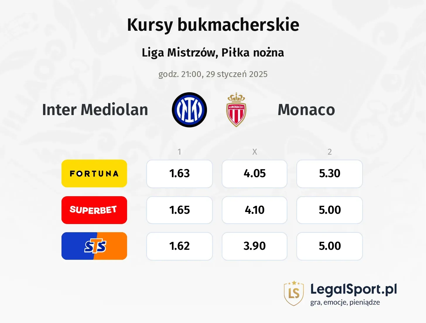 Inter Mediolan - Monaco promocje bonusy na mecz