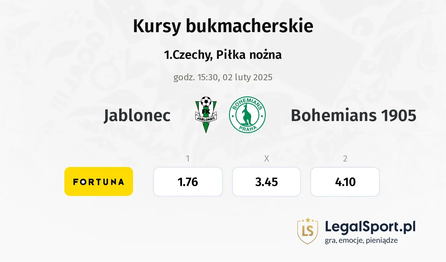 Jablonec - Bohemians 1905 promocje bonusy na mecz