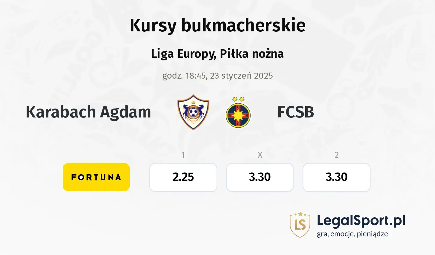 Karabach Agdam - FCSB promocje bonusy na mecz