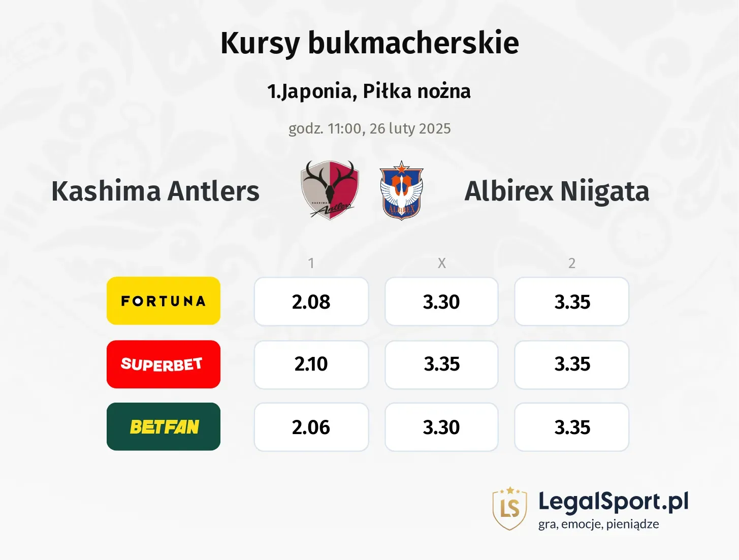 Kashima Antlers - Albirex Niigata promocje bonusy na mecz