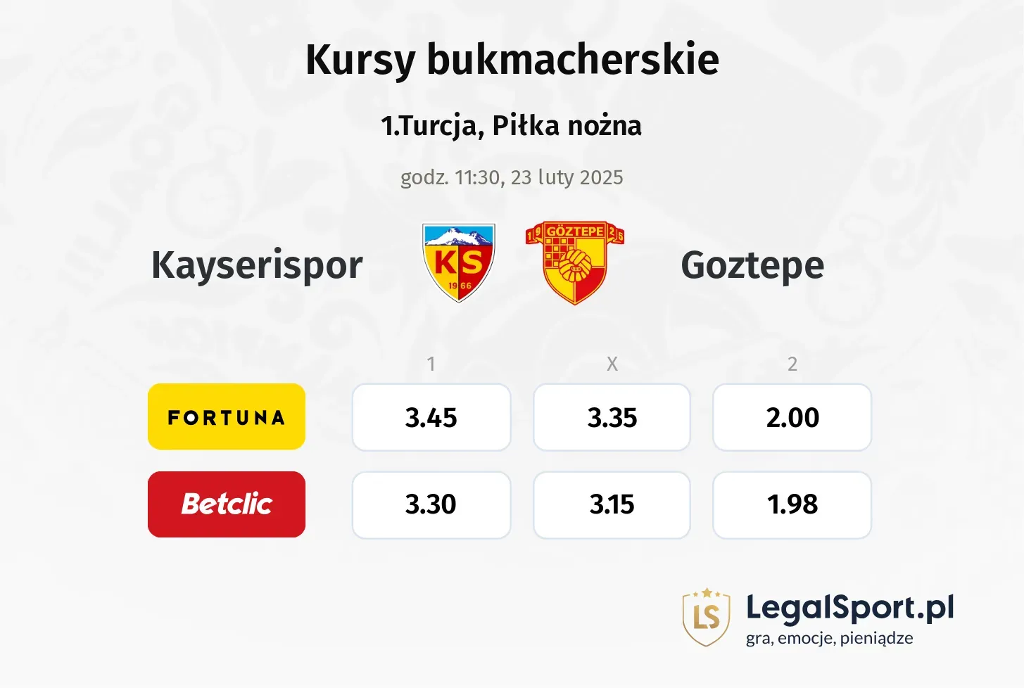 Kayserispor - Goztepe promocje bonusy na mecz