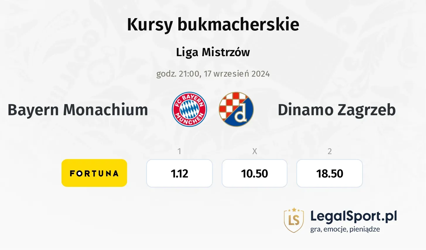 Bayern Monachium - Dinamo Zagrzeb promocje bonusy na mecz