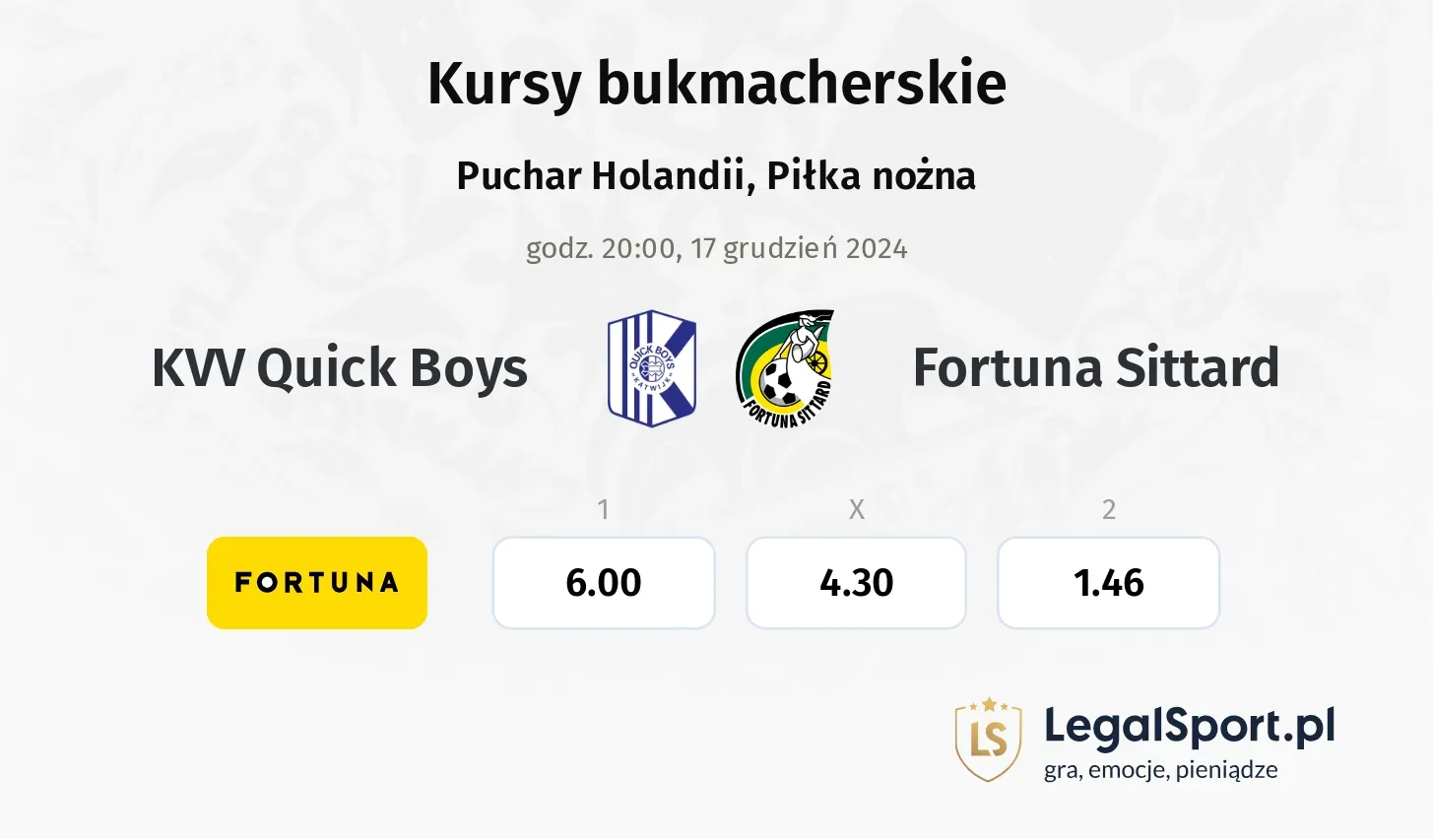 KVV Quick Boys - Fortuna Sittard promocje bonusy na mecz