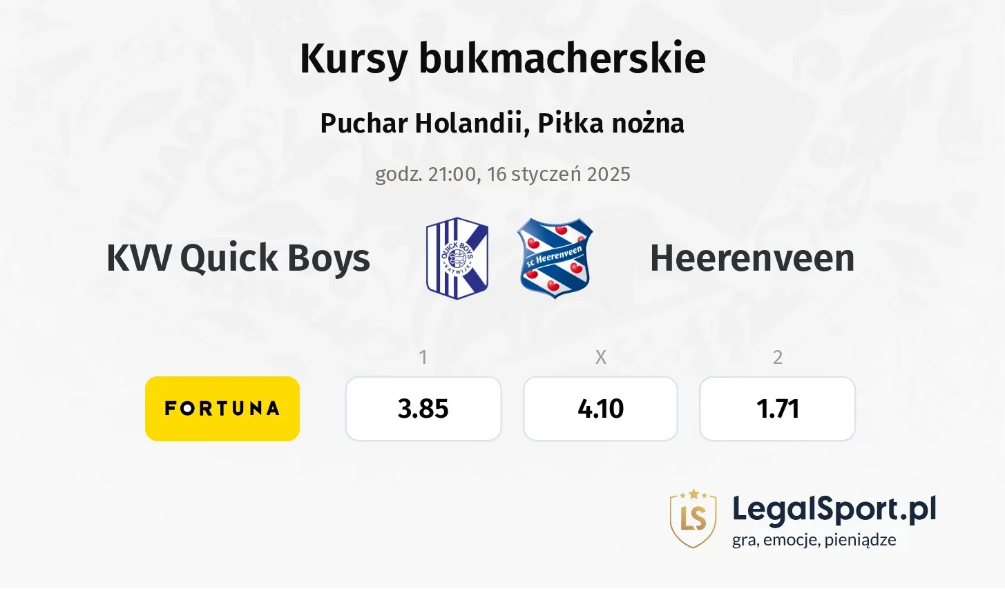 KVV Quick Boys - Heerenveen promocje bonusy na mecz