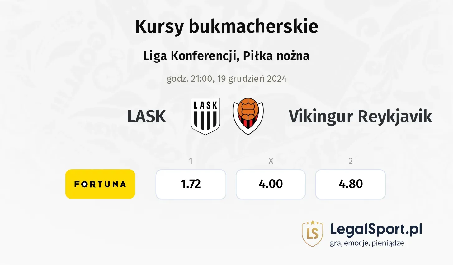 LASK - Vikingur Reykjavik typy, kursy ( 18.12.2024)