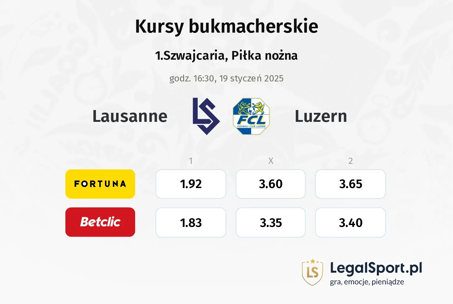 Lausanne - Luzern promocje bonusy na mecz