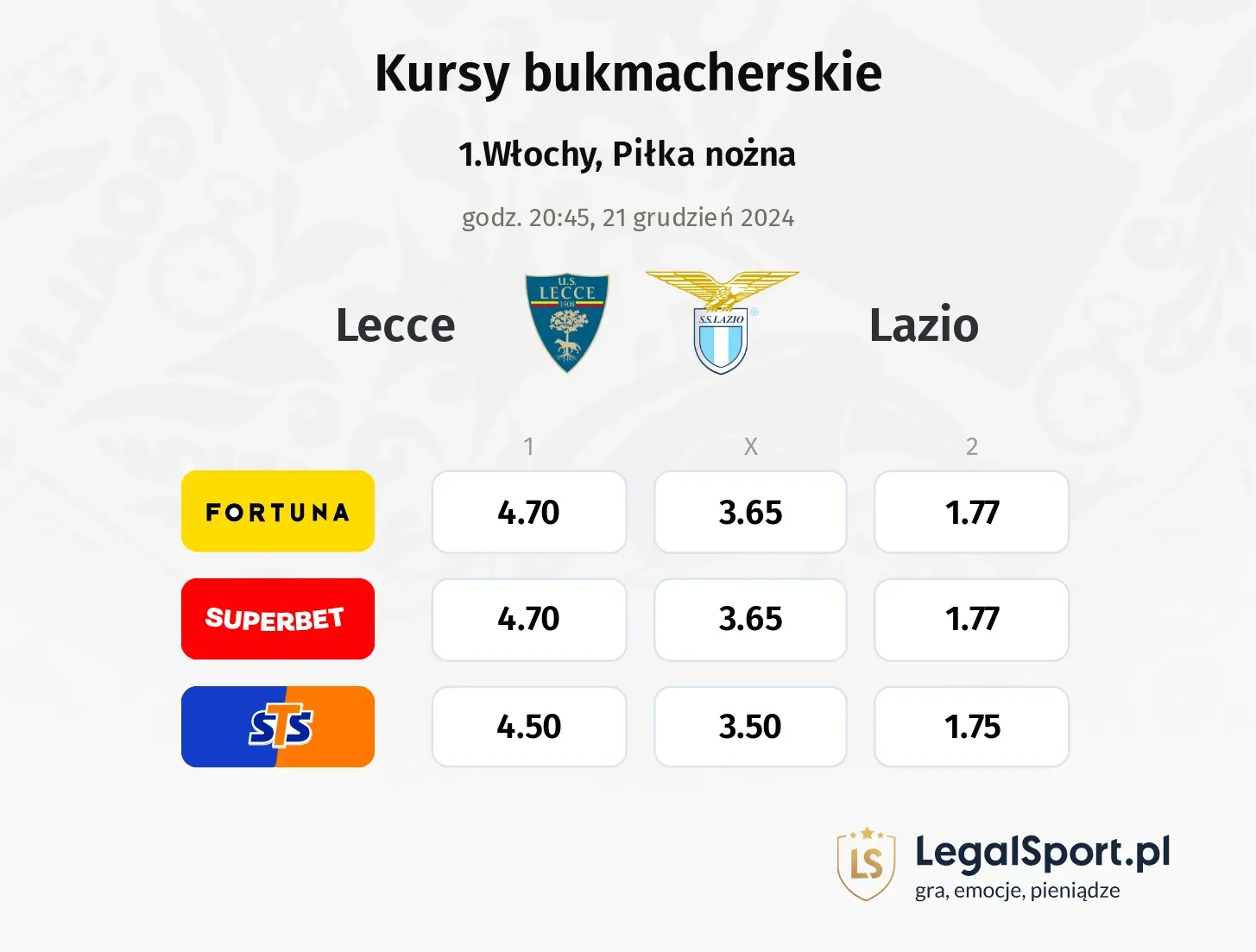 Lecce - Lazio promocje bonusy na mecz