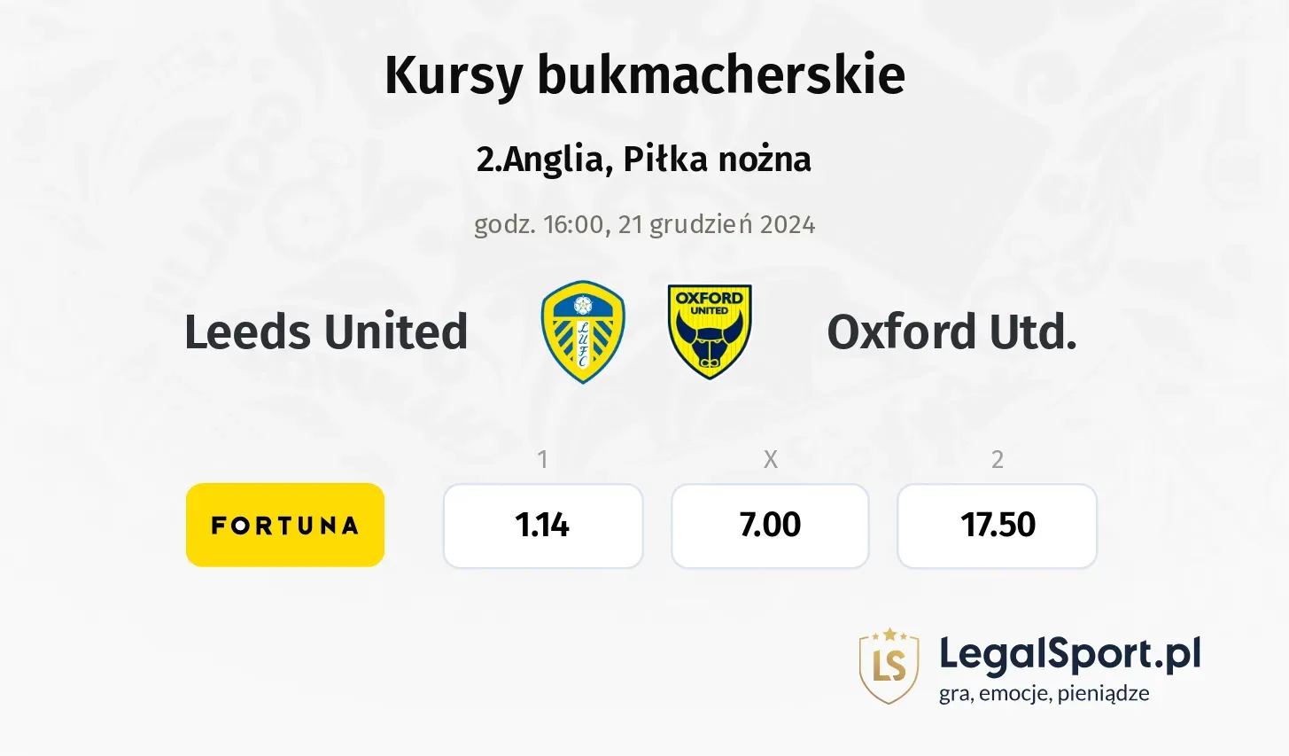 Leeds United - Oxford Utd. promocje bonusy na mecz