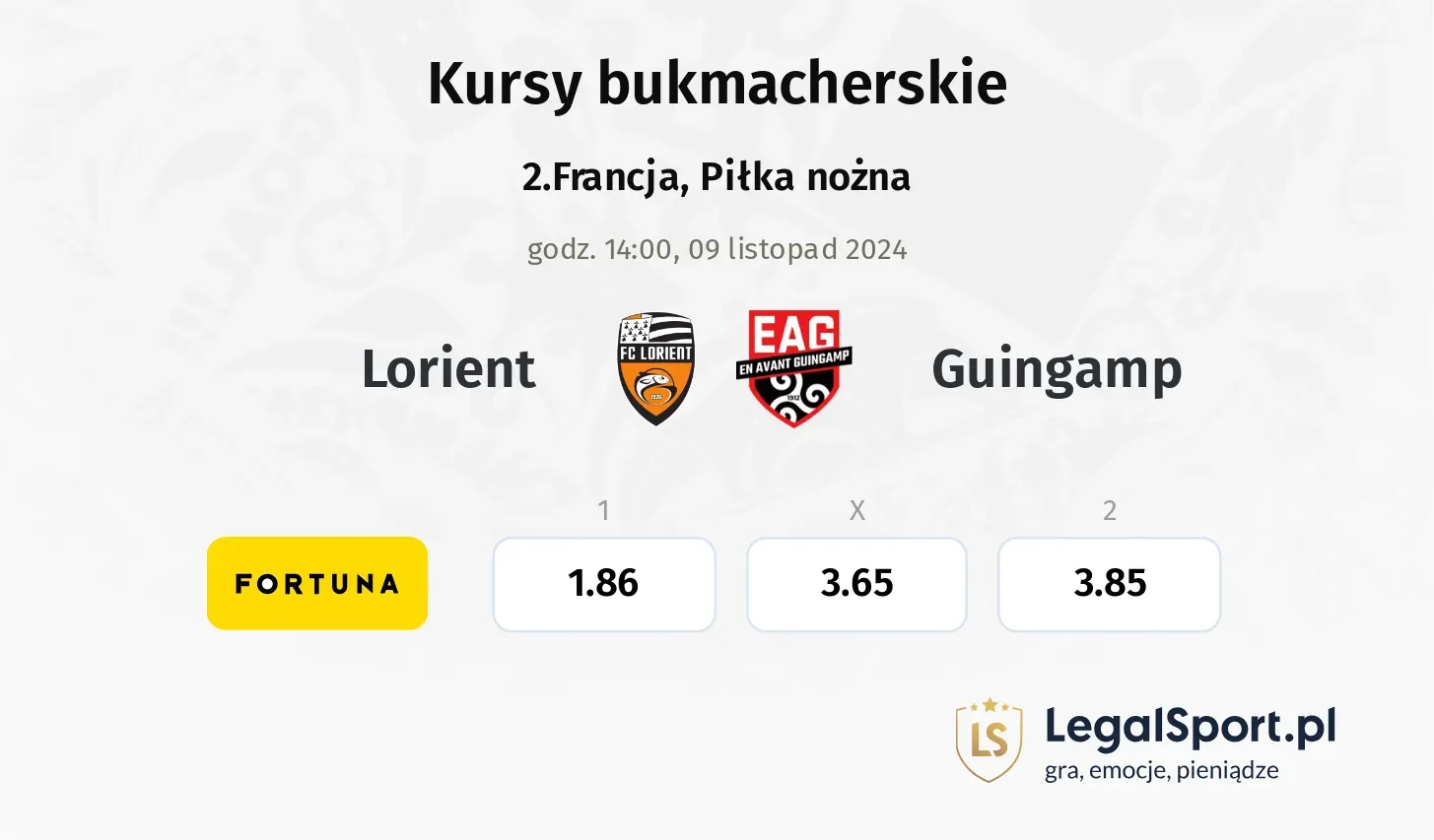 Lorient - Guingamp typy, kursy 09.11, godz. 14:00