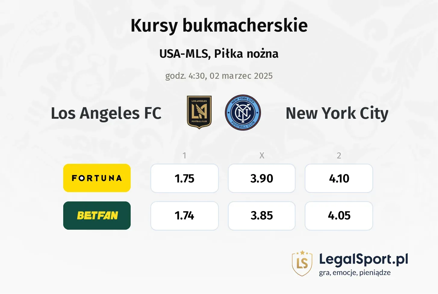 Los Angeles FC - New York City promocje bonusy na mecz