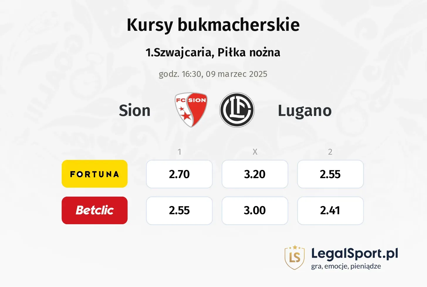 Lugano - Sion promocje bonusy na mecz