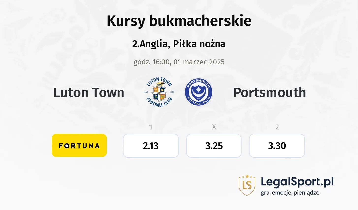 Luton Town - Portsmouth promocje bonusy na mecz